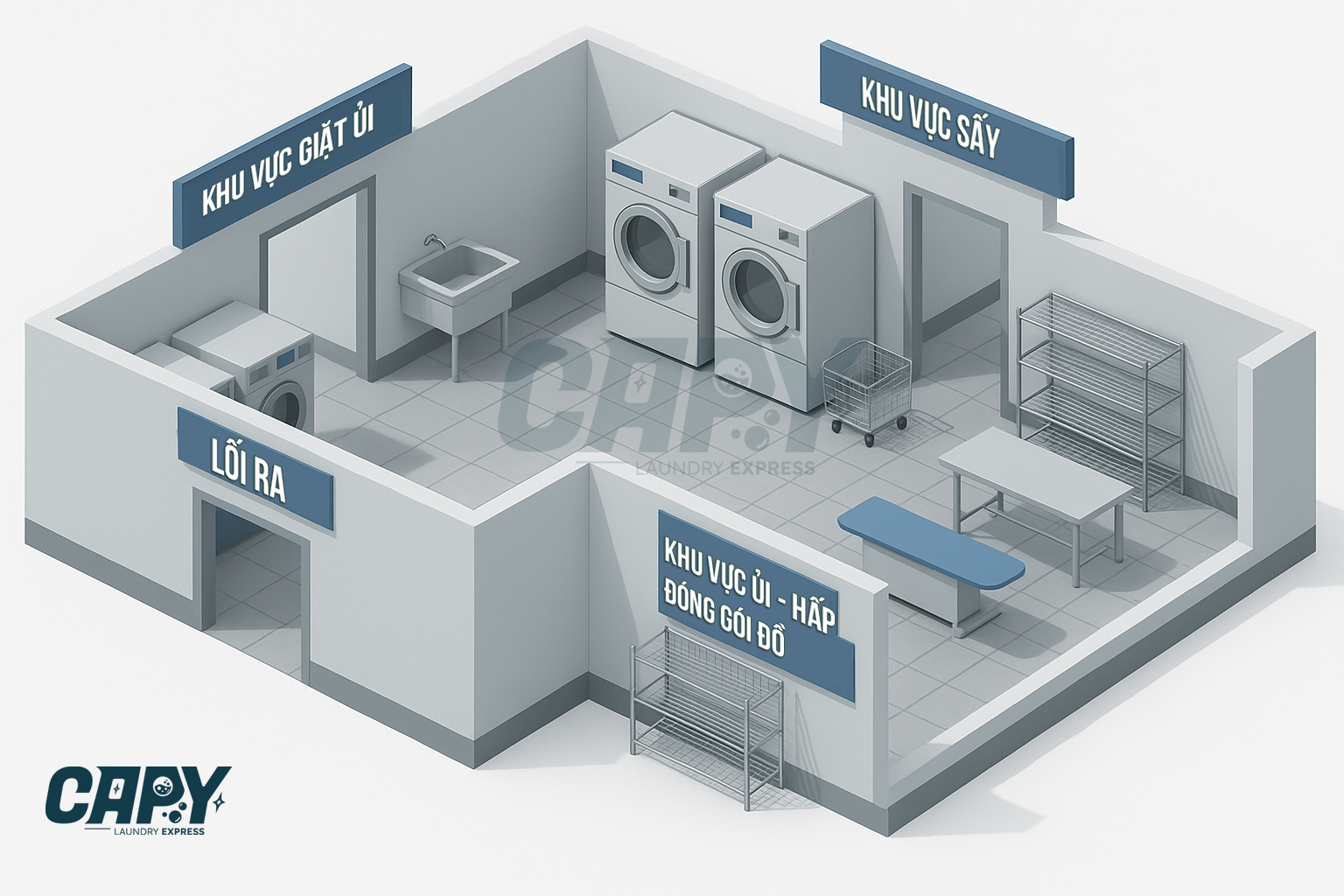Thiết kế nhà xưởng giặt ủi phòng khám - bệnh viện